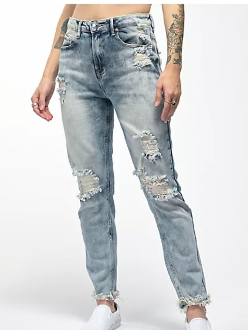Almost Famous Acid Wash Distressed Light Wash Jeans Size 5